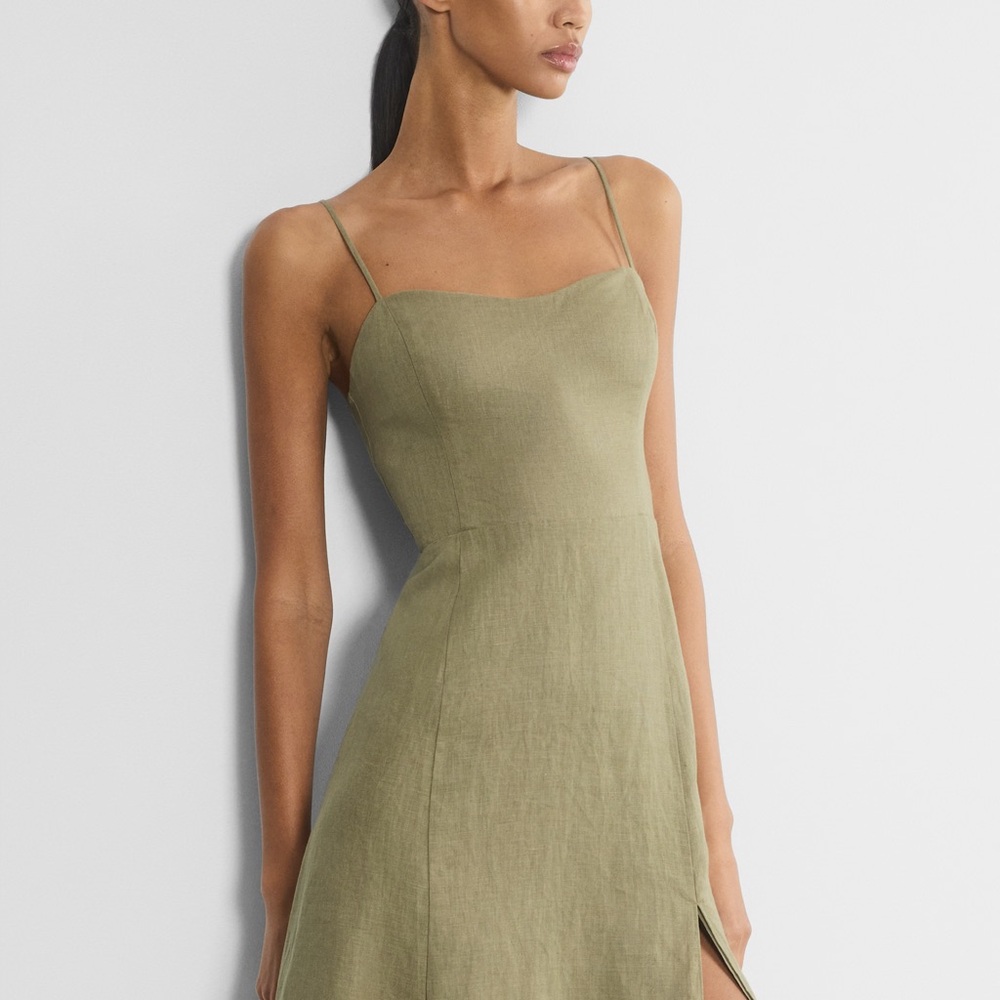 NWT Aritzia Barrafina Linen Dress in Sun-dried Olive 10 - Picture 3 of 8